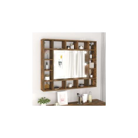 Armoire à miroir avec LED Chêne fumé 91x15x76,5 (1/5)