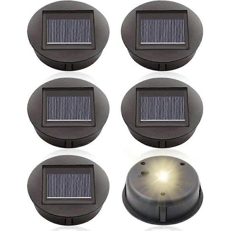 6 stuks vervangende solarverlichting met LED-lampen, 8 cm vervangende bovenkant voor LED-solarverlichting, vervangend zonnepaneel, waterdichte vervangende hoes voor buiten. (1/4)