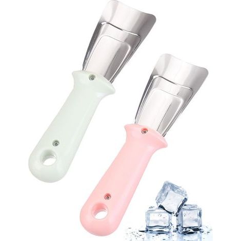 Grattoir à glace pour 2 compartiments réfrigérateur et congélateur, poignée ergonomique (vert/rose)