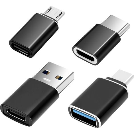 4er-Pack USB-auf-Typ-C-Adapter, Micro-USB-auf-Typ-C-Adapter, kompatibel mit MacBook Pro, Samsung Galaxy, Mobiltelefonen und PCs (1/5)