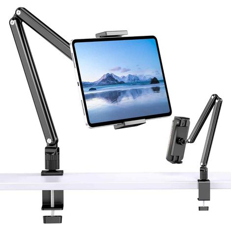 Tablet-Ständer aus Aluminium mit um 360° drehbarem Metallfuß, geeignet für iPad Air, Pro, Mini, Smartphones, Samsung Galaxy, Kindle und alle anderen Geräte. (1/5)