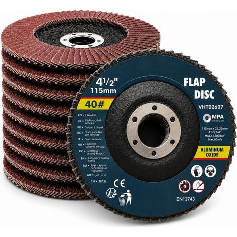 Set 10 Dischi Lamellari Abrasivi 115 mm Grana 40/60/80 40