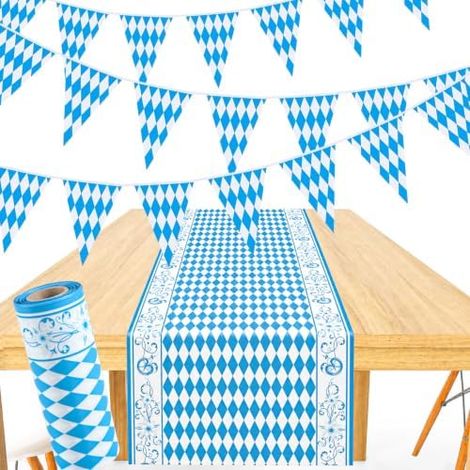 Rouleau Chemin Table Oktoberfest iZoeL, 30 m x 40 cm, Guirlande 10 m, Bavière, Chapiteau, Fête, Robuste, Déco (1/5)