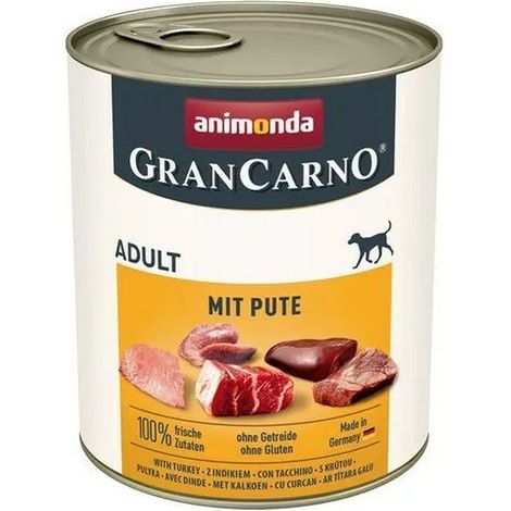 ANIMONDA GranCarno Adult al Tacchino, cibo umido per cani, lattina da 12 x 800 g