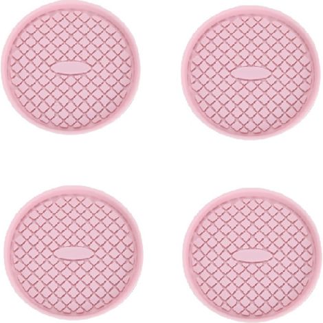 Ensemble de 4 sous-verres de voiture, porte-gobelets en silicone, accessoires antidérapants pour l'intérieur de la voiture, rose (1/5)