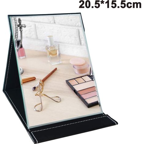 Miroir de maquillage pliable et portable avec support de bureau pour les voyages, la coiffeuse, la décoration de chambre, les cadeaux beauté (1/5)