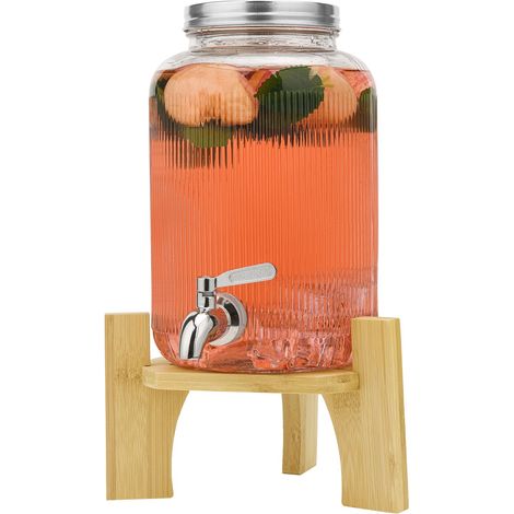 1PCS 4L Distributeur De Boissons en Verre avec Robinet Anti-Fuite en Acier Inoxydable (1/5)