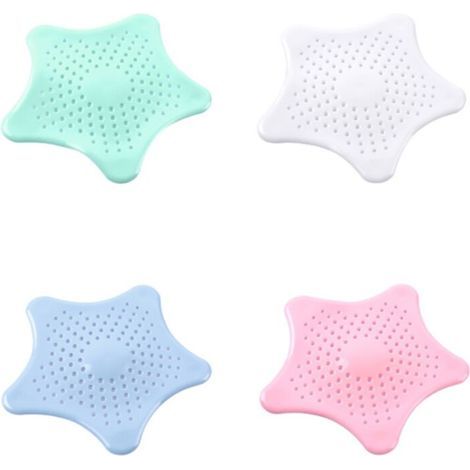 4PCS douche et baignoire drain filtre attrape-cheveux tes sous bouchon d'évier bouchon de receveur, drain de sol en silicone étoile de mer 4 (couleur aléatoire) (1/5)