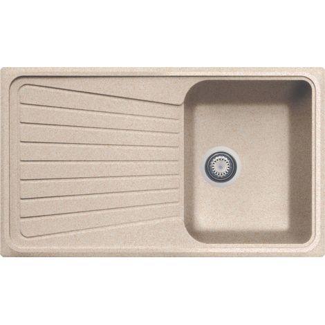 Évier de cuisine granit 1 bac plus égouttoir 860x500mm – Installation standard encastré – Antibactérien Made in Italy – Plados