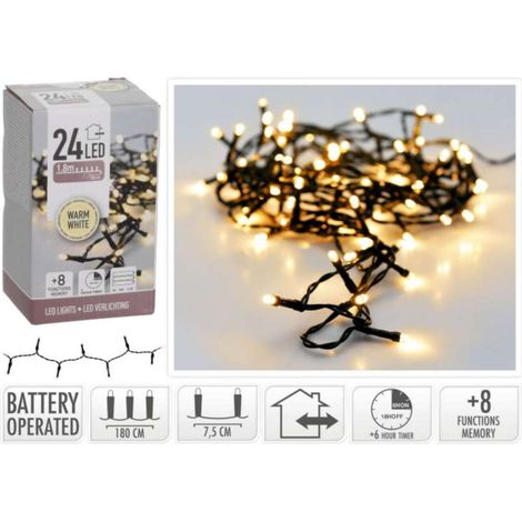 Multifunktionale batteriebetriebene Girlande, 24 LEDs, schwarzes Kabel, warmweißes Licht, 2,30 m (1/5)