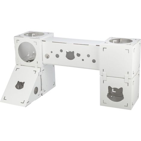 Niche modulaire en Carton ondulé pour Chat d'intérieur et Tour de Jeu, modules combinables Individuellement pour Jouer et se détendre, matériau 100% recyclé pour Chats jusqu'à 8,2 (1/5)