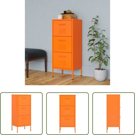 vidaXL Tiroirs avec glissière à billes - Armoire de rangement Orange 42,5x35x101,5 cm Acier (1/5)