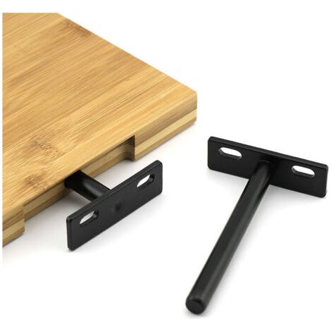 Étagère murale invisible 4 supports 80 mm – Fixation discrète pour étagères – Charge maximale élevée – Couleur noire