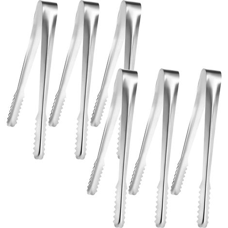 Pinces De Cuisine - Acier Inoxydable - 15 Cm - Pour Glace Aliments Et Sucreries - Lot De 6 (1/5)
