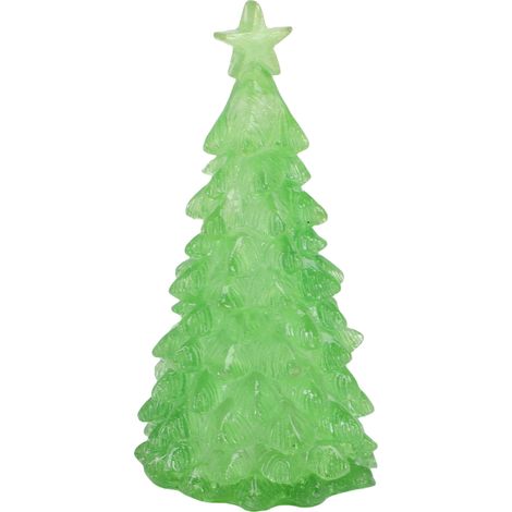 Décor d'arbre de noël éclairé, décoration de table en résine alimentée par batterie pour maison de poupée à l'échelle 1/12, vert (1/5)