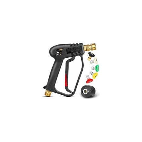 Pistolet nettoyeur haute pression 4000 PSI avec 5 buses de pulvérisation interchangeables, pistolet de lavage à jet avec connexion rapide 1/4 et coupleur M22- Crezuo (1/4)
