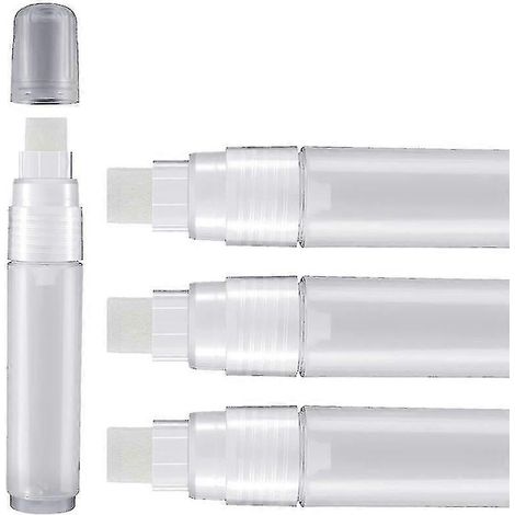 Lot de 4 marqueurs à peinture acrylique permanents blancs transparents vides de 15 mm, pointe fine, rechargeables. (1/5)