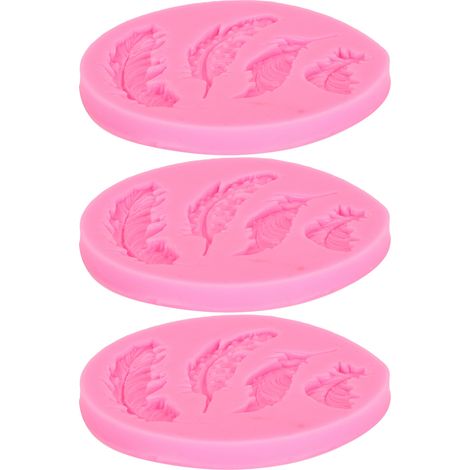 3pcs Feather Pattern Silicone Molds DIY Chocolate Cake Fondant Backing Mould Tool (1/5)