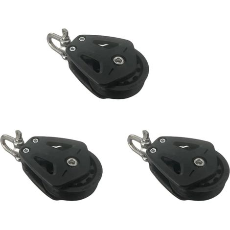 3X Bloc de Réa à Charge Élevée, Tête Universelle, Poulie Simple, Manille Pivotante, Bloc de Roulement pour Voilier, Accessoires de Corde (1/5)