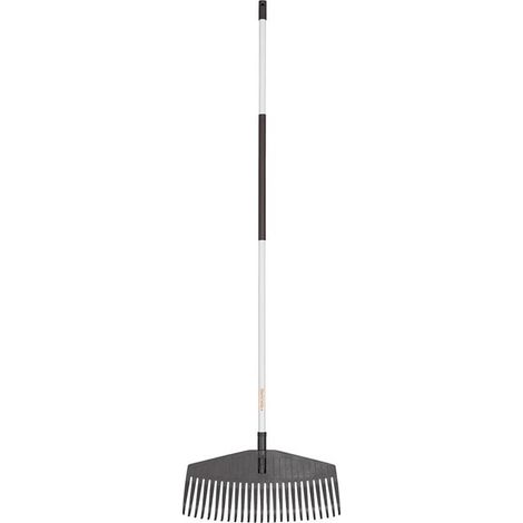 Balai a' feuilles de re'sine le'ger Fiskars avec manche en aluminium a' 25 dents (1/5)