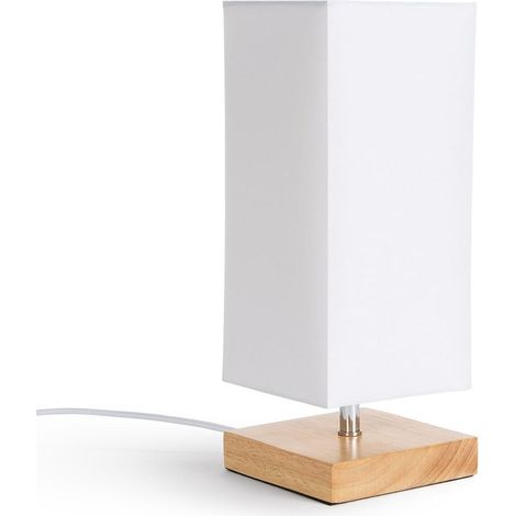 Lampe à Poser Bois et Tissu Haarle Blanc (1/5)