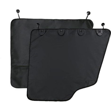 Lot de 2 protections de portière de voiture pour chiens, imperméables, anti-rayures, avec poches en maille pour voitures, camions, SUV (noir) (1/5)