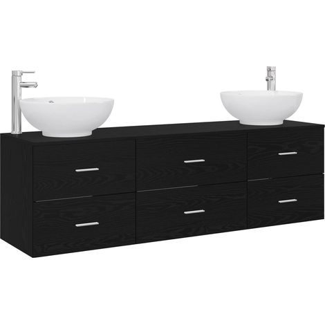 Bathroom Furniture Set 3 pcs Black 49.5 x 44.5 x 65 cm vidaXL (1/5)
