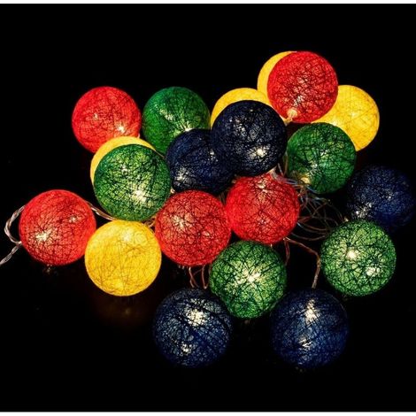 Ghirlanda Led 20 Gomitoli Cotone Multicolor 8,6mt.