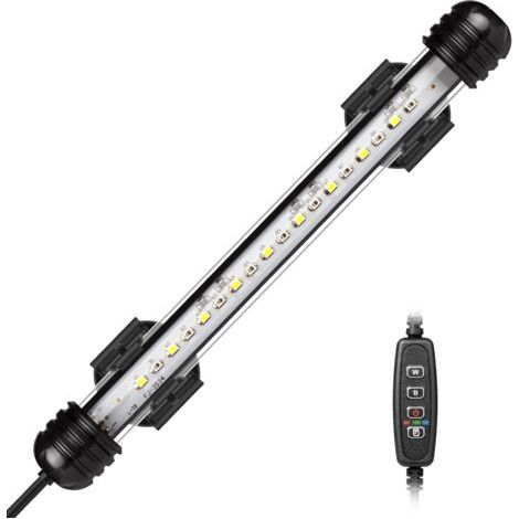 Barre lumineuse LED submersible de 7,5 pouces pour aquarium, avec minuterie marche/arrêt automatique et variateur de luminosité