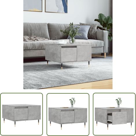 The Living Store Couchtisch Betongrau 55x55x36,5 cm Holzwerkstoff - Couchtisch - Wohnzimmerstil - Holzmöbel - Betonoptik - Sideboard (1/5)