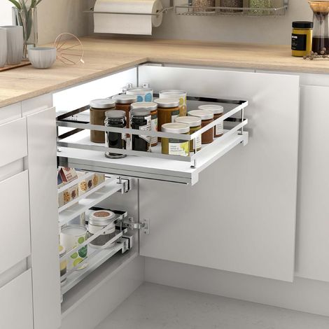 Cesto Multiuso (FLAT) M50 49086014  - Línea FLAT - Bandeja extraíble multiuso cromada con base blanca (1/4)