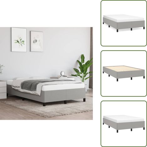 The Living Store Bettgestell ohne Matratze Hellgrau 120x190 cm Stoff - Bettrahmen - Holzrahmen - Lattenrost - Einzelbett - Doppelbett (1/5)