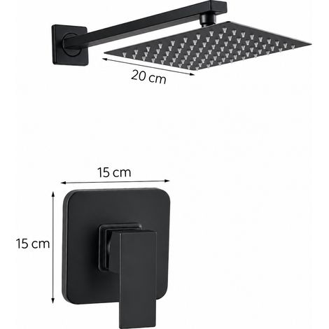 Ensemble de douche encastré noir carré avec boîte d'encastrement et pommeau de tête 10 pouces inox 201 4 g – Livraison gratuite