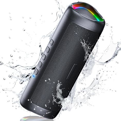 Enceinte Bluetooth portable 30 W, autonomie de 24 heures et étanche, résistante à la poussière, fonction mains libres TWS, câble inclus, noir (1/5)