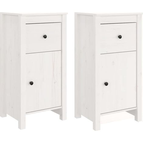 2 Stk. Sideboard/Anrichte/Buffet Weiß 40x35x80 cm Massivholz Kiefer LXWW523255 (1/5)