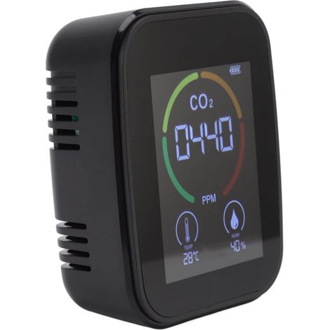 Détecteur de CO2, Température, humidité, Moniteur CO2, Capteur TVOC pour la Maison (Le Noir) (1/5)