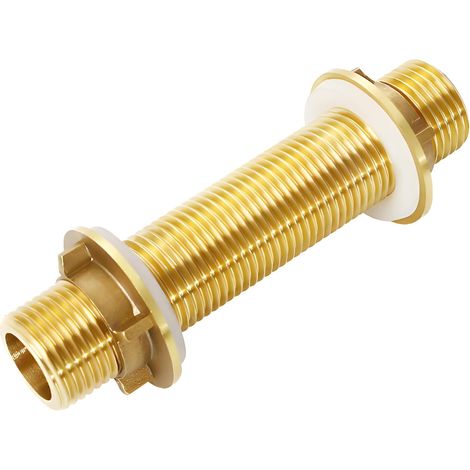Raccord de Tuyau en Laiton G1/2 Mâle, Laiton Passe Paroi, Raccord de Réservoir D'eau en laiton Avec Joint Silicone, Château d'Eau, Pompe à Eau, raccord de Réservoir Durable et Étanche (G1/2, 100mm) (1/5)
