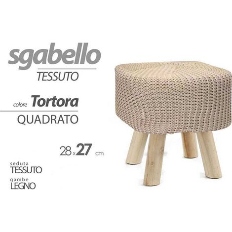 TRADE SHOP - Pouf Sgabello Poggiapiedi Quadrato Moderno Piedi In Legno Tortora 27x28cm 827709 - (1/2)