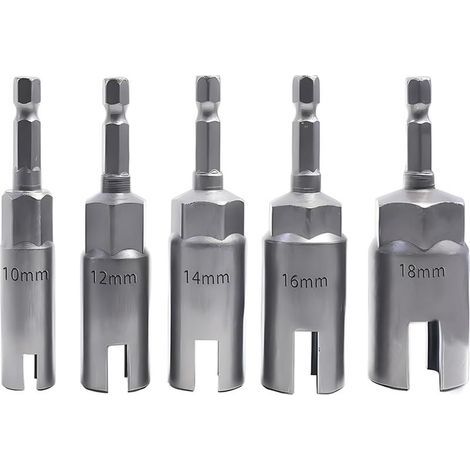 Ensemble de 5 forets hexagonaux profonds de 1/4" (10-18 mm) - Outil de perçage pour écrous, vis, boulons et plaques - Idéal pour les bricoleurs (1/5)