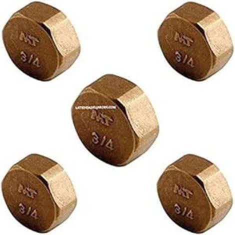 Lot de 5 Bouchon Femelle Laiton 1/2'' Accessoire en laiton Aenor Bouchon en laiton 1/2'' avec filetage interne (1/2)