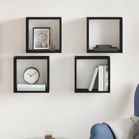 Estantes cúbicos de pared 4 uds roble negro 30x15x30 cm vidaXL