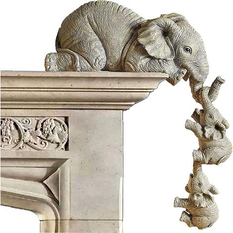 Statue D Elephant - Resine - Decoration Interieure Maison Bureau Hotel - Ensemble 3 Pieces (1/5)