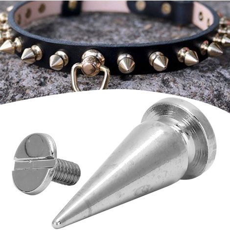 Lot de 10 rivets en cuivre de 10 x 26 mm avec vis pour la fabrication de sacs et chaussures en cuir (argenté) (1/5)