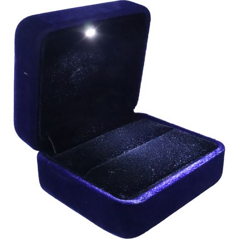 Boîte À Anneau - Boîte À Bijoux En Velours Avec Éclairage LED - Pour Fiançailles Mariage Célébration - 1 Pièce (1/5)
