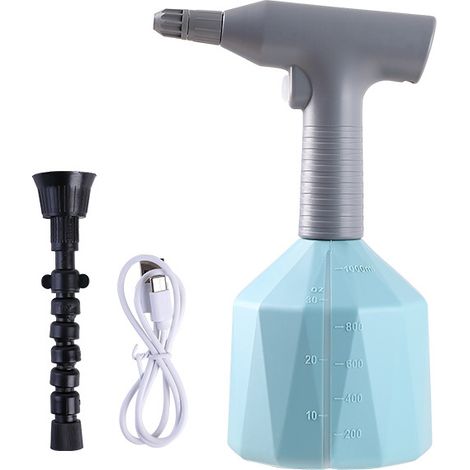 Pulvérisateur électrique avec buse de brumisation, pulvérisateur d'eau portable pour pelouse et jardin (bleu 1 L) (1/4)