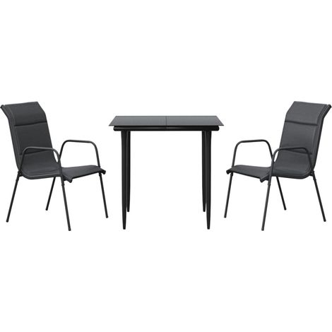 Maison Exclusive - 3-tlg. Garten-Essgruppe Schwarz Stahl und Text