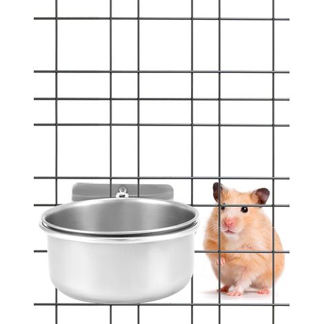 gamelles à Oiseaux en Acier Inoxydable à Suspendre, Accessoires pour Cage à Oiseaux, Accessoires pour Cage à Rats (10 x 4,5 cm) (1/2)