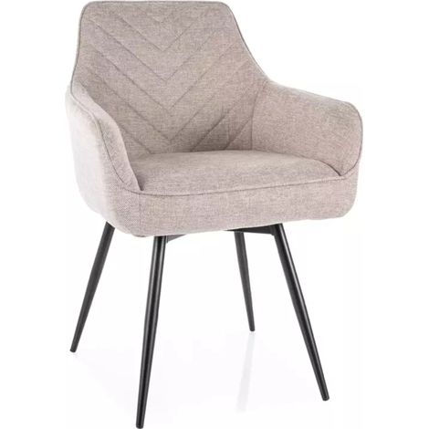 Chaise beige en tissu et métal noir pivotante à retour automatique SOLIFE (1/5)