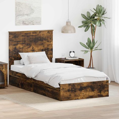 Aufbewahrungsbett Geräucherte Eiche 90 x 200 cm Holzwerkstoff