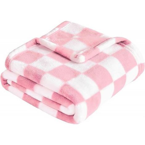 Couverture bébé à carreaux - Couverture bébé en polaire - Ultra douce, confortable et moelleuse, idéale pour les nouveau-nés et les jeunes enfants - Convient aux berceaux et aux poussettes - 76 x 102